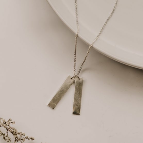 Double Bar Necklace - Silver