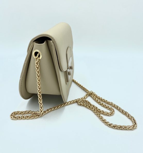 Cross body bag with gold chain - taupe